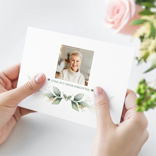 エアリー・グリーンリー・ユーカリお祝い・オブ・ライフ サンキューカード