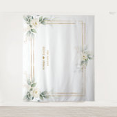 エアリー グリー ネイチャー ホワイト フラワーフォト プロップ ウェディング タペストリー (正面)