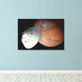 エアロシェルカプセル型の宇宙船が火星に接近する。 キャンバスプリント (インサイチュ (ウッドフロア))