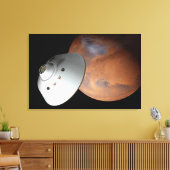 エアロシェルカプセル型の宇宙船が火星に接近する。 キャンバスプリント (インサイチュ (リビング))