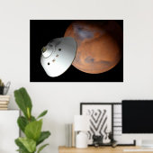 エアロシェルカプセル型の宇宙船が火星に接近する。 ポスター (ホームオフィス)
