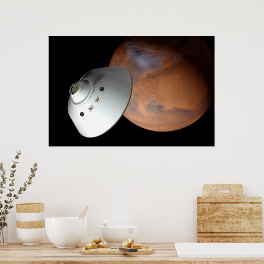 エアロシェルカプセル型の宇宙船が火星に接近する。 ポスター (キッチン)