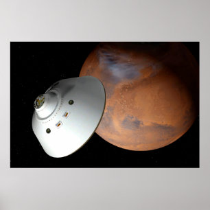 エアロシェルカプセル型の宇宙船が火星に接近する。 ポスター
