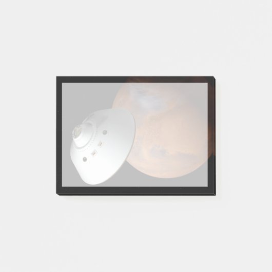 エアロシェルカプセル型の宇宙船が火星に接近する。 ポストイット (正面)