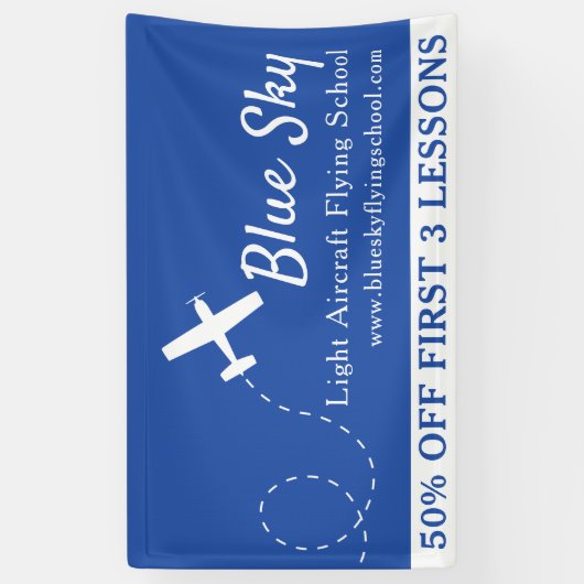 エアロバティック白モダン青の航空事業 横断幕 (縦)