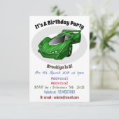 エアロフォイルのイラストが付いた緑のスポーツカー 招待状 (スタンド正面)