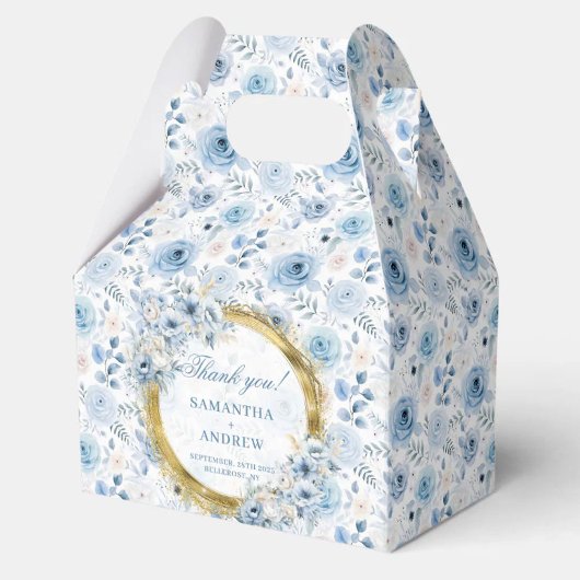 エアロマンティックボヘミアンパステルブルー結婚金ゴールド フェイバーボックス