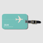 エアロラパーソナライズされたイトティール(緑がかった色)ブルートラベル ラゲッジタグ (正面横)