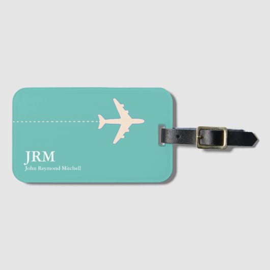 エアロラパーソナライズされたイトティール(緑がかった色)ブルートラベル ラゲッジタグ (正面横)