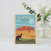 エアーズロックオーストラリアヴィンテージ旅行ポスター ポストカード (スタンド正面)