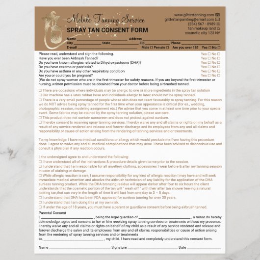 エアータン賠償責任同意書フォーム チラシ (正面)