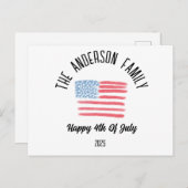 エアーブラシパーソナライズされたアメリカ国旗の苗字 シーズンポストカード (正面/裏面)