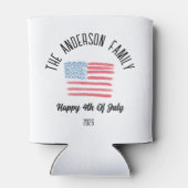 エアーブラシパーソナライズされたアメリカ国旗の苗字 缶クーラー (裏面)