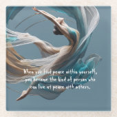 エアー飛んでいるヨガインストラクターピラティスフィットネス ガラスコースター (正面)