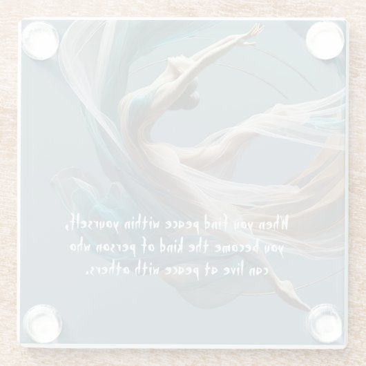 エアー飛んでいるヨガインストラクターピラティスフィットネス ガラスコースター (裏面)