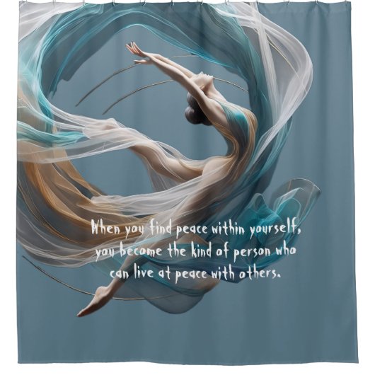 エアー飛んでいるヨガインストラクターピラティスフィットネス シャワーカーテン (正面)