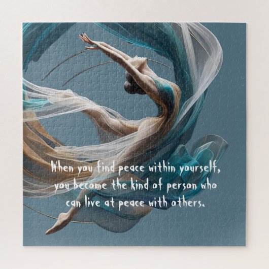 エアー飛んでいるヨガインストラクターピラティスフィットネス ジグソーパズル (縦)