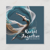 エアー飛んでいるヨガインストラクターピラティスフィットネス スクエア名刺 (正面)