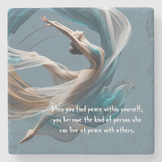 エアー飛んでいるヨガインストラクターピラティスフィットネス ストーンコースター (正面)