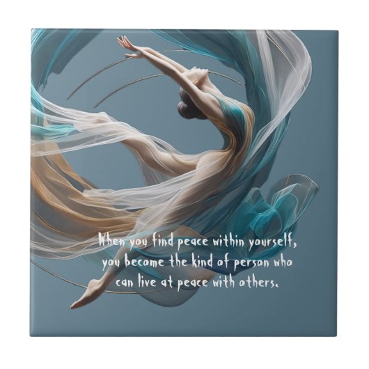 エアー飛んでいるヨガインストラクターピラティスフィットネス タイル (正面)