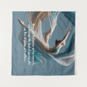 エアー飛んでいるヨガインストラクターピラティスフィットネス タペストリー (正面(横))