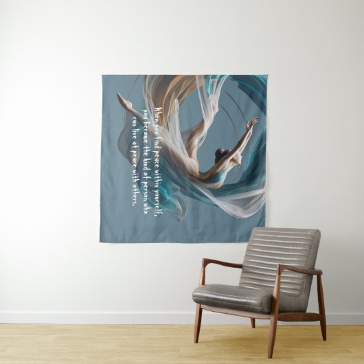 エアー飛んでいるヨガインストラクターピラティスフィットネス タペストリー (インサイチュ(横))