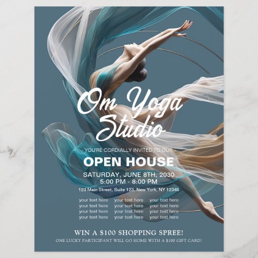 エアー飛んでいるヨガインストラクターピラティスフィットネス チラシ (正面)