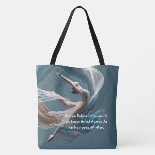 エアー飛んでいるヨガインストラクターピラティスフィットネス トートバッグ (裏面)