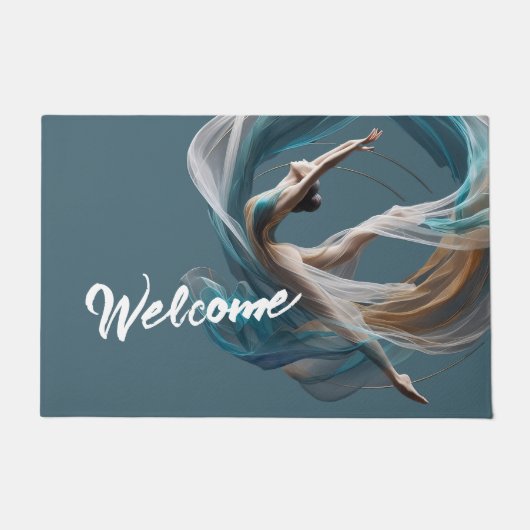 エアー飛んでいるヨガインストラクターピラティスフィットネス ドアマット (正面)