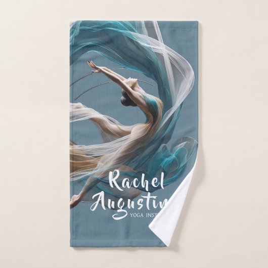 エアー飛んでいるヨガインストラクターピラティスフィットネス バスタオルセット (ハンドタオル)