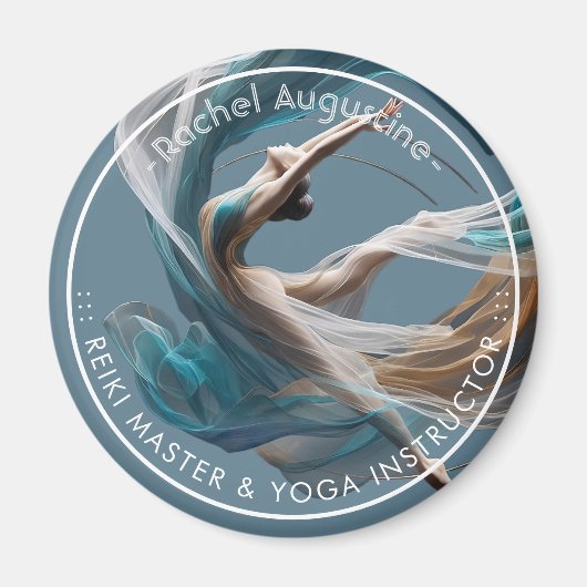 エアー飛んでいるヨガインストラクターピラティスフィットネス マグネット (正面)