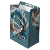 エアー飛んでいるヨガインストラクターピラティスフィットネス ミディアムペーパーバッグ (裏面アングル)