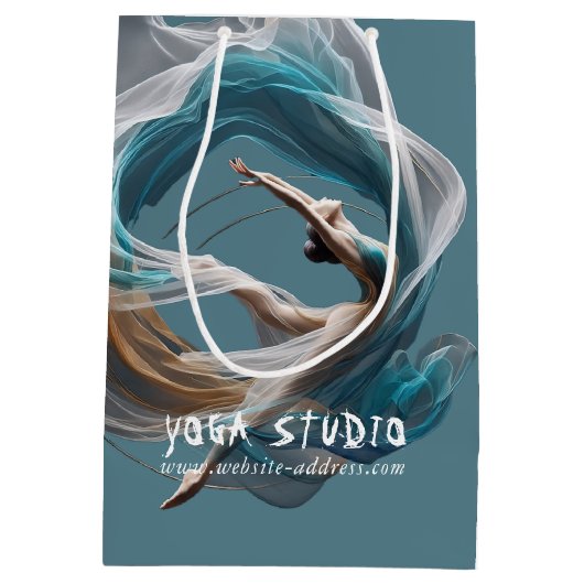 エアー飛んでいるヨガインストラクターピラティスフィットネス ミディアムペーパーバッグ (裏面)