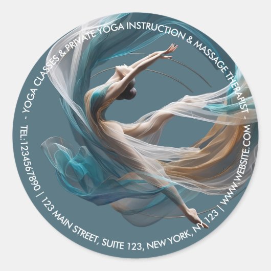 エアー飛んでいるヨガインストラクターピラティスフィットネス ラウンドシール (正面)