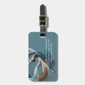 エアー飛んでいるヨガインストラクターピラティスフィットネス ラゲッジタグ (正面縦)