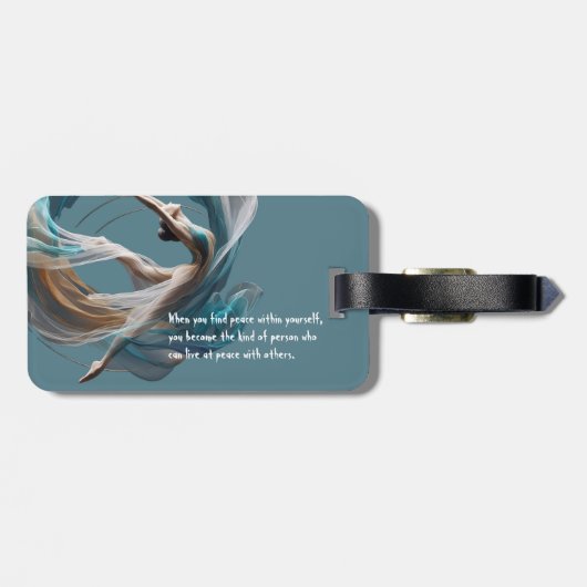 エアー飛んでいるヨガインストラクターピラティスフィットネス ラゲッジタグ (裏面横)