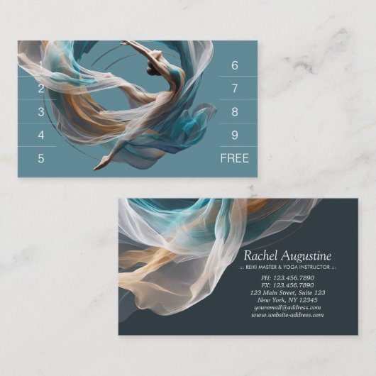 エアー飛んでいるヨガインストラクターピラティスフィットネス ロイヤリティカード (正面/裏面)