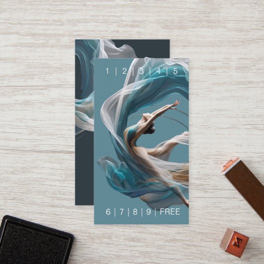 エアー飛んでいるヨガインストラクターピラティスフィットネス ロイヤリティカード (正面/裏面インサイチュ)