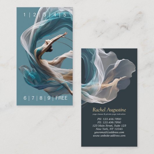 エアー飛んでいるヨガインストラクターピラティスフィットネス ロイヤリティカード (正面/裏面)