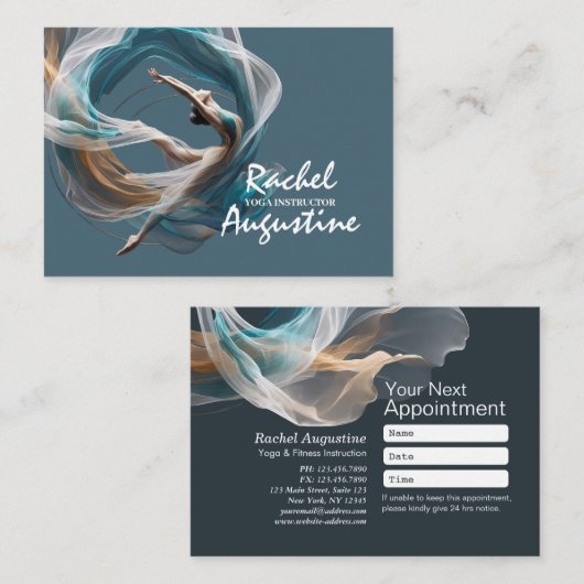 エアー飛んでいるヨガインストラクターピラティスフィットネス 予約カード (正面/裏面)