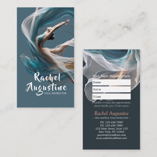 エアー飛んでいるヨガインストラクターピラティスフィットネス 予約カード (正面/裏面)