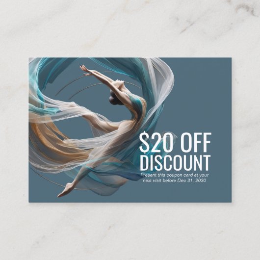 エアー飛んでいるヨガインストラクターピラティスフィットネス 割引カード (正面)