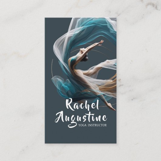 エアー飛んでいるヨガインストラクターピラティスフィットネス 名刺 (正面)