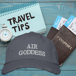 エア女神タイポグラフィワンダーラストシンプル 刺繍入りキャップ