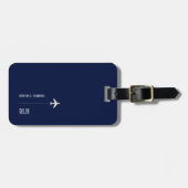 エア飛行機トラベル慎重な上品ダークブルー ラゲッジタグ (正面横)