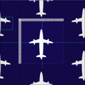 エア飛行機ネイビーブルーホワイト ファブリック (タイル)