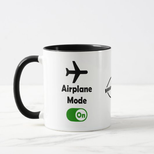 "エア飛行機モードオン"おもしろい引用文静音デザイン マグカップ (左)