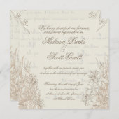 エア、フレッシュ、クリーム、ヴィンテージウェディング招待状 招待状 (正面/裏面)