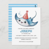 エイの誕生日パーティー招待状 プール ポストカード (正面/裏面)