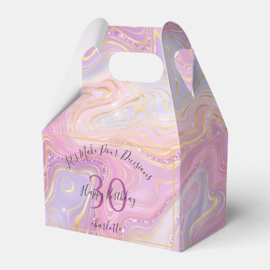 エイジおもしろいピンク金ゴールドグリッターアゲイト フェイバーボックス (正面サイド)